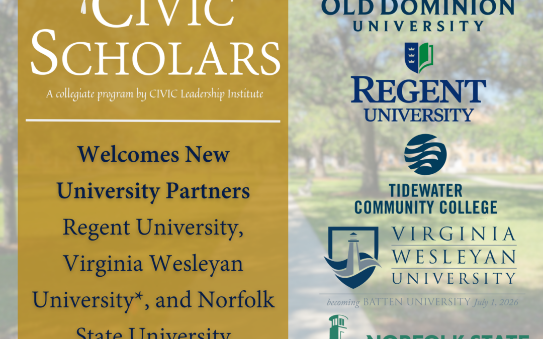 CIVIC Scholars Expands to Become a Regional Program, Welcomes Regent University, Virginia Wesleyan University, and Norfolk State University (UPDATED)